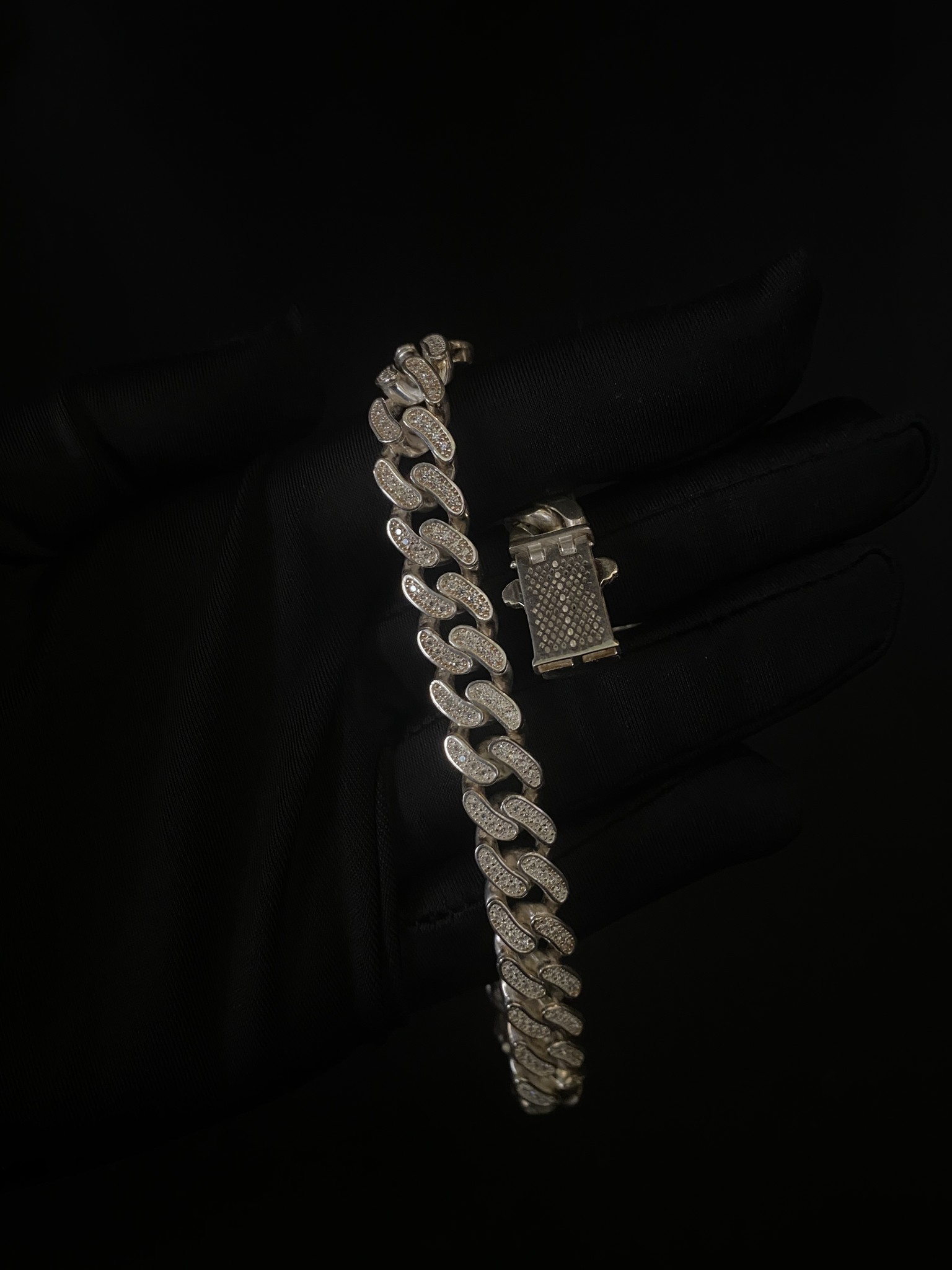 Armband Cuban link ingelegd met zirkonia's zilver-2