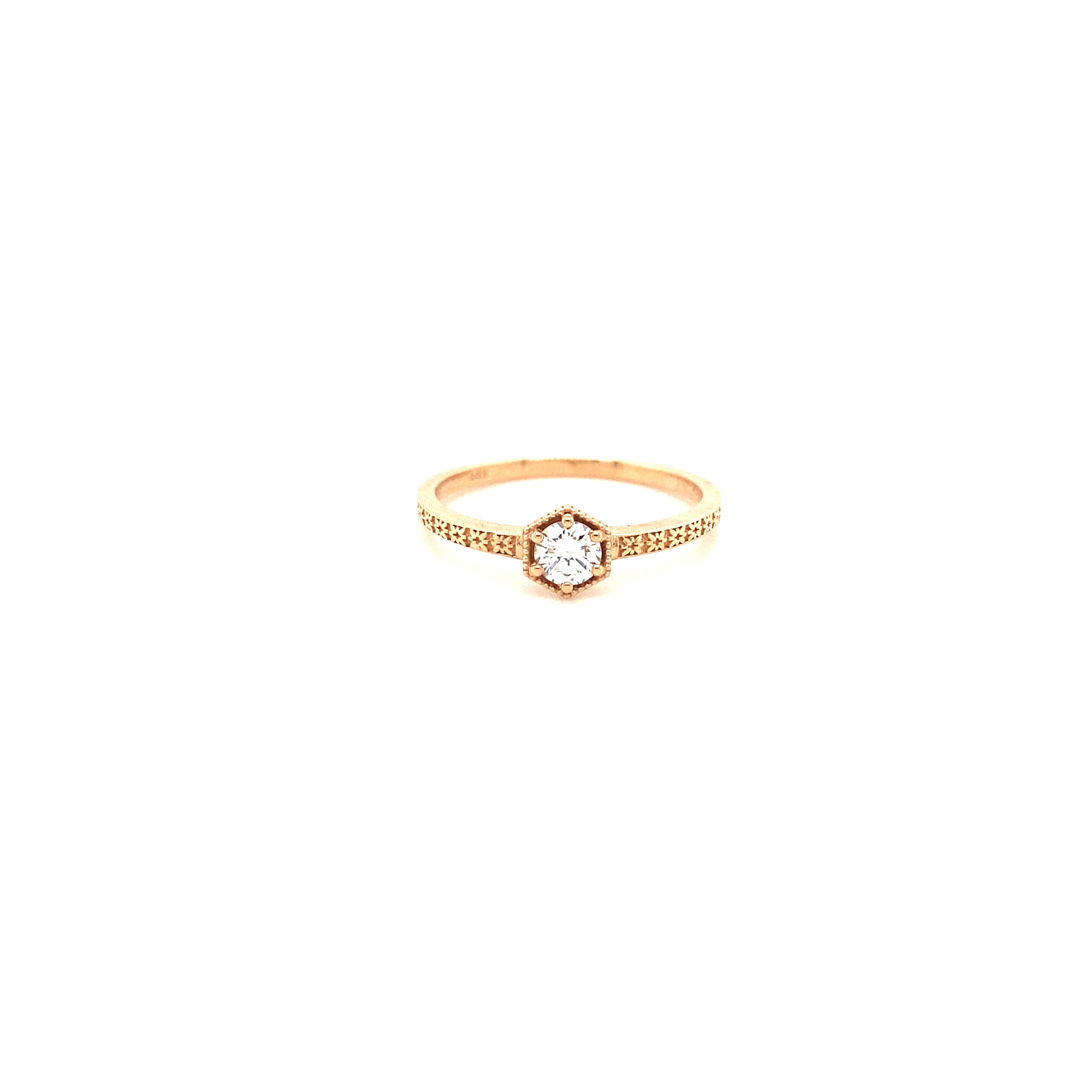 Ring diamant zeshoekige solitair Rosé goud-1