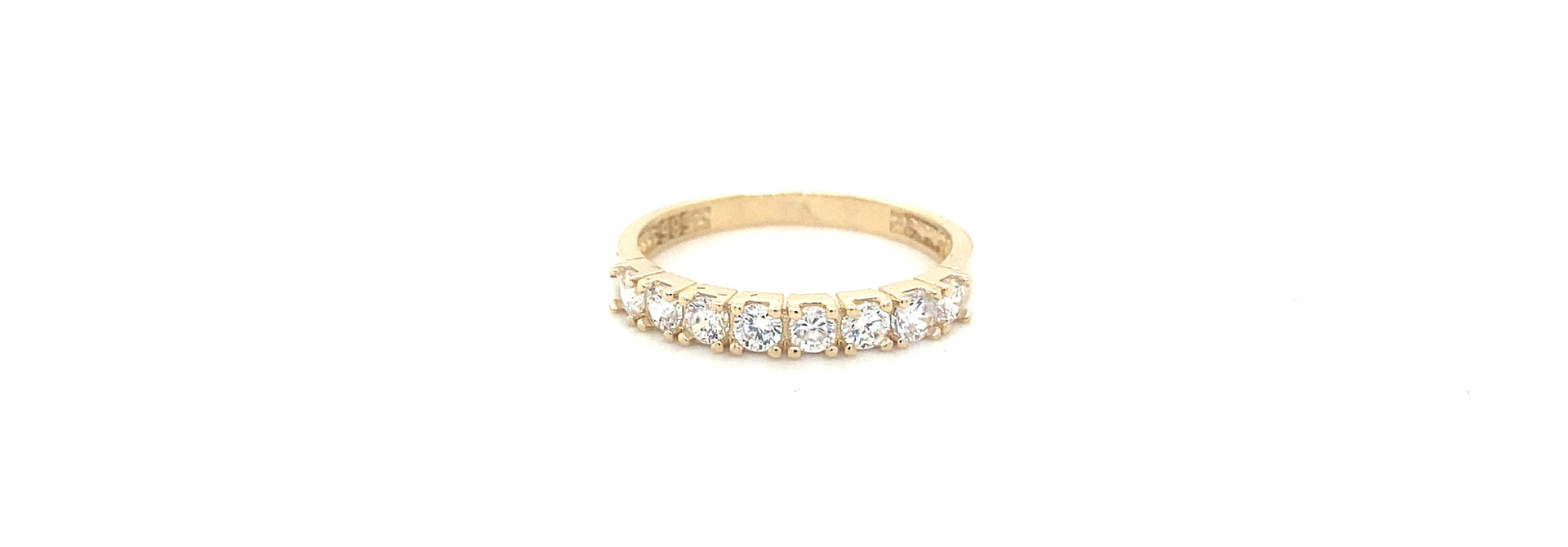 Ring band 8 stenen witgoud en geelgoud