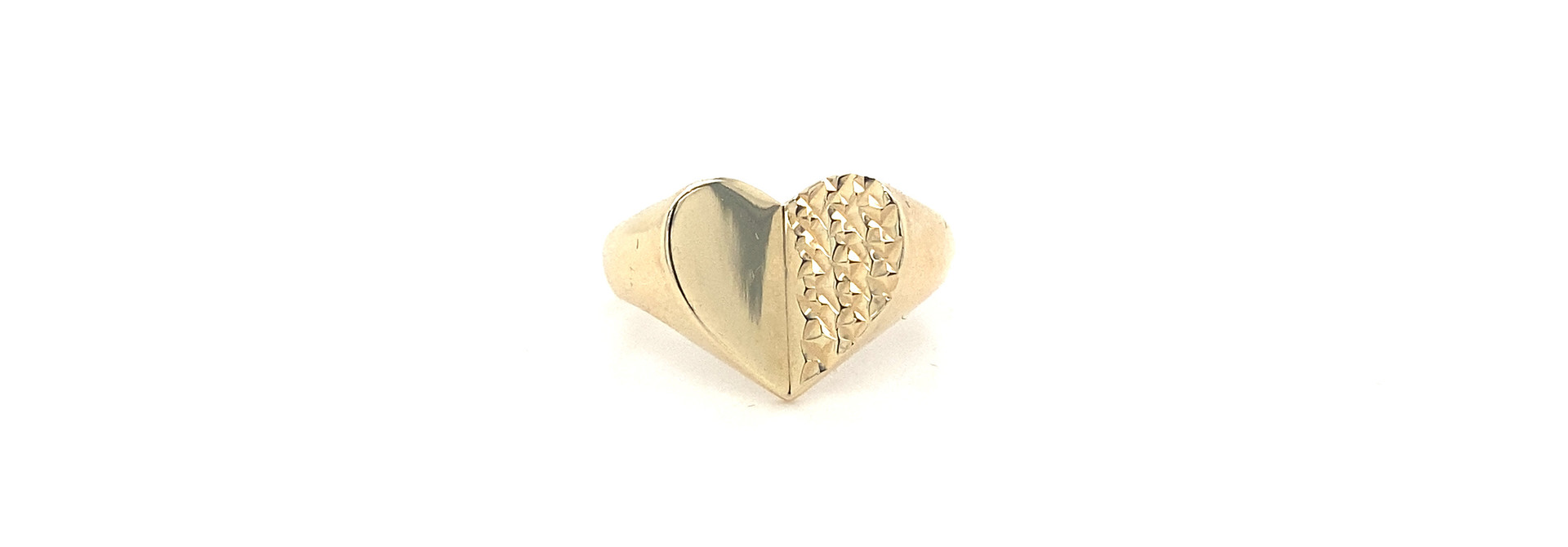 Ring met hartjes zegel half bewerkt of geheel glad