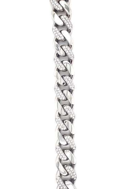 "Cuban" armband wit stenen 11 mm