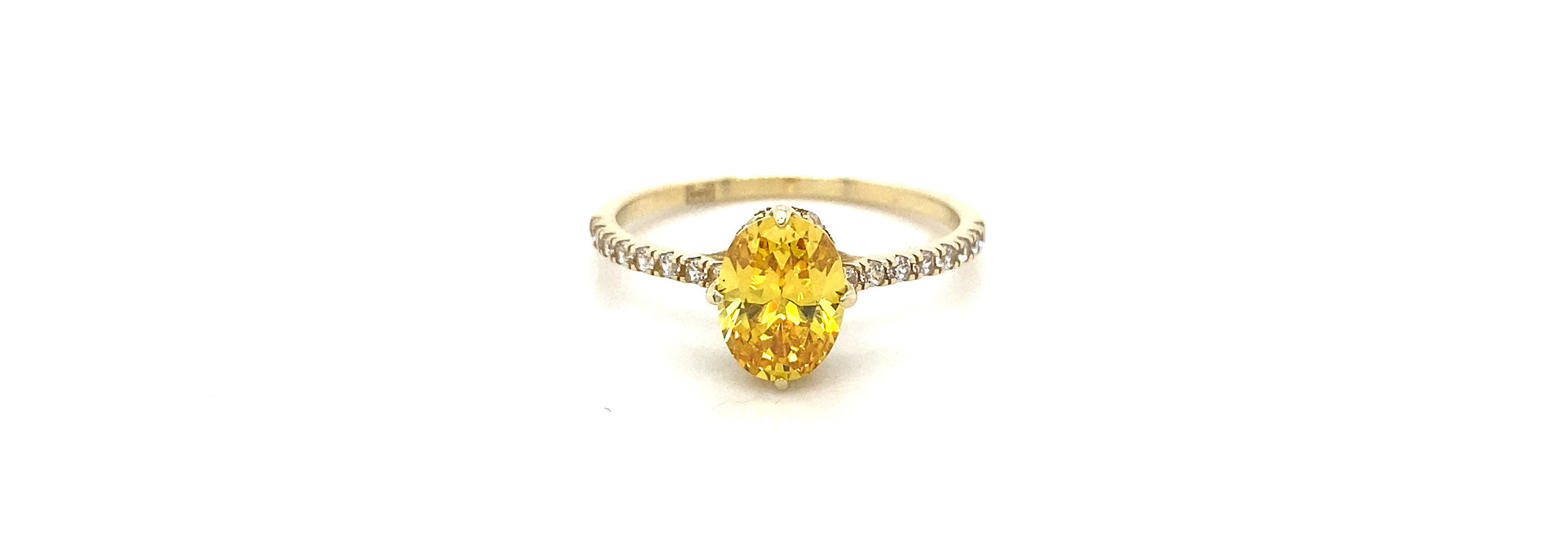 Ring halve band met zirkonia's en gekleurde ovale zirkonia
