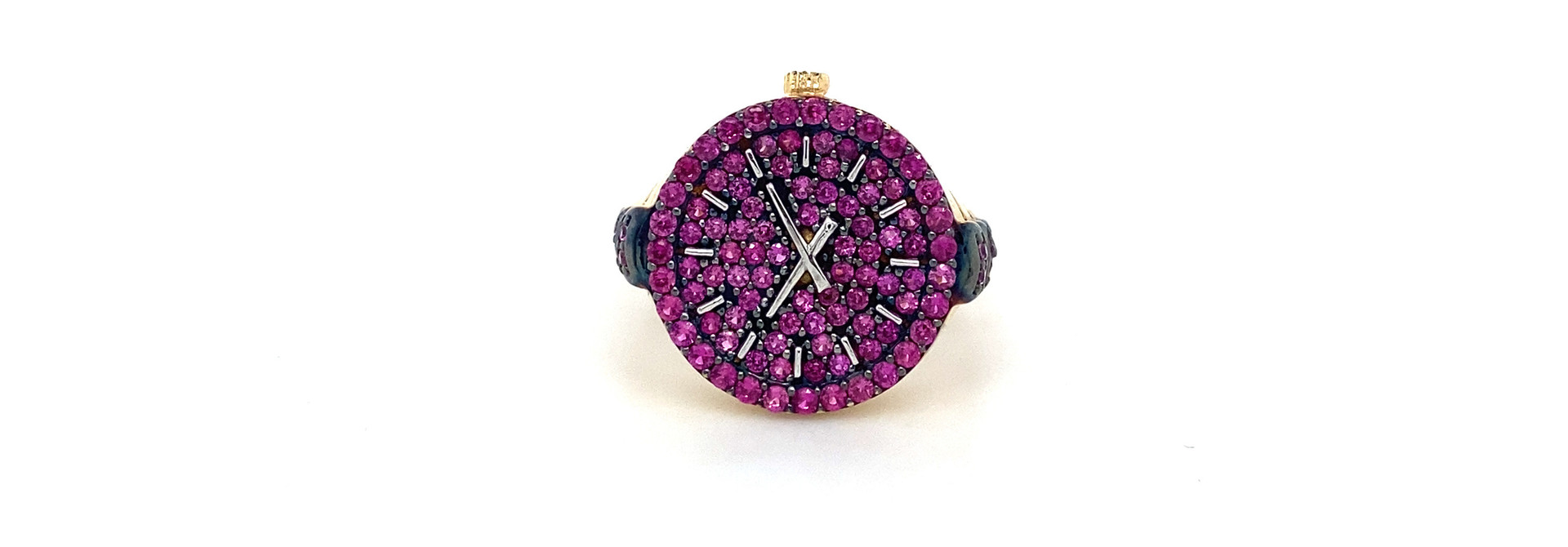 Ring horloge bicolor bezet met zirkonia's