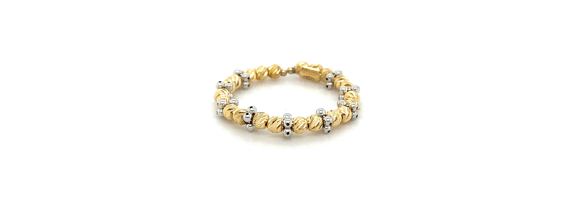 Ring one size balletjes diamond cut en gladde balletjes in bloemvorm