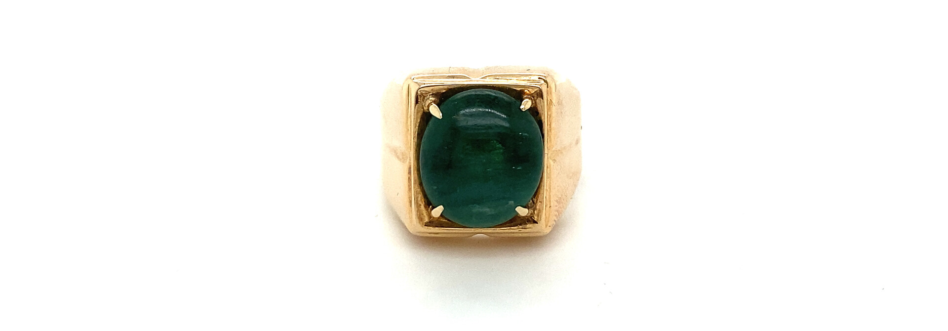 Ring zegel met ronde groene steen