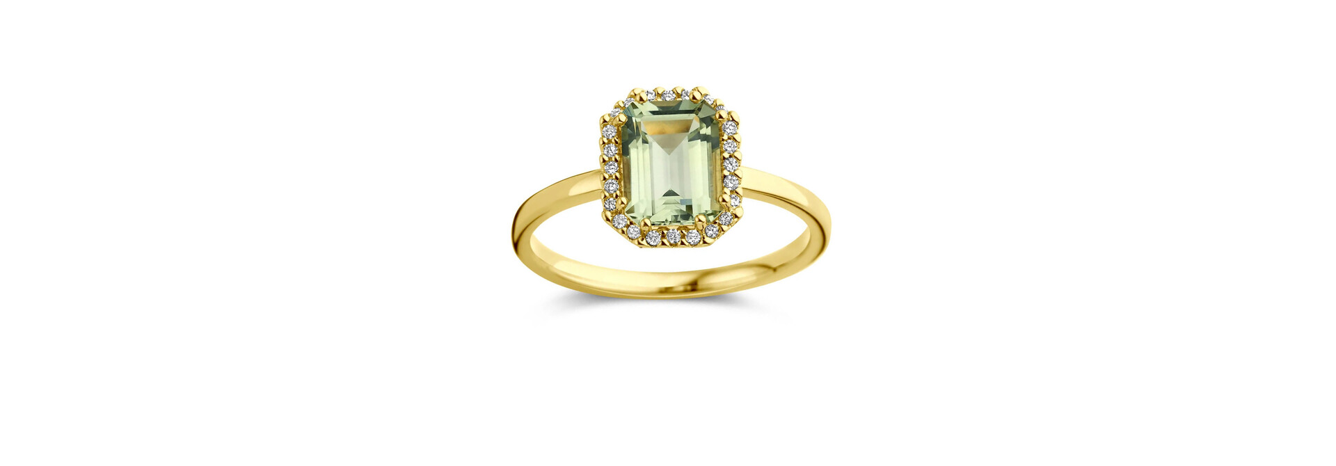 Ring groene amethist en diamant