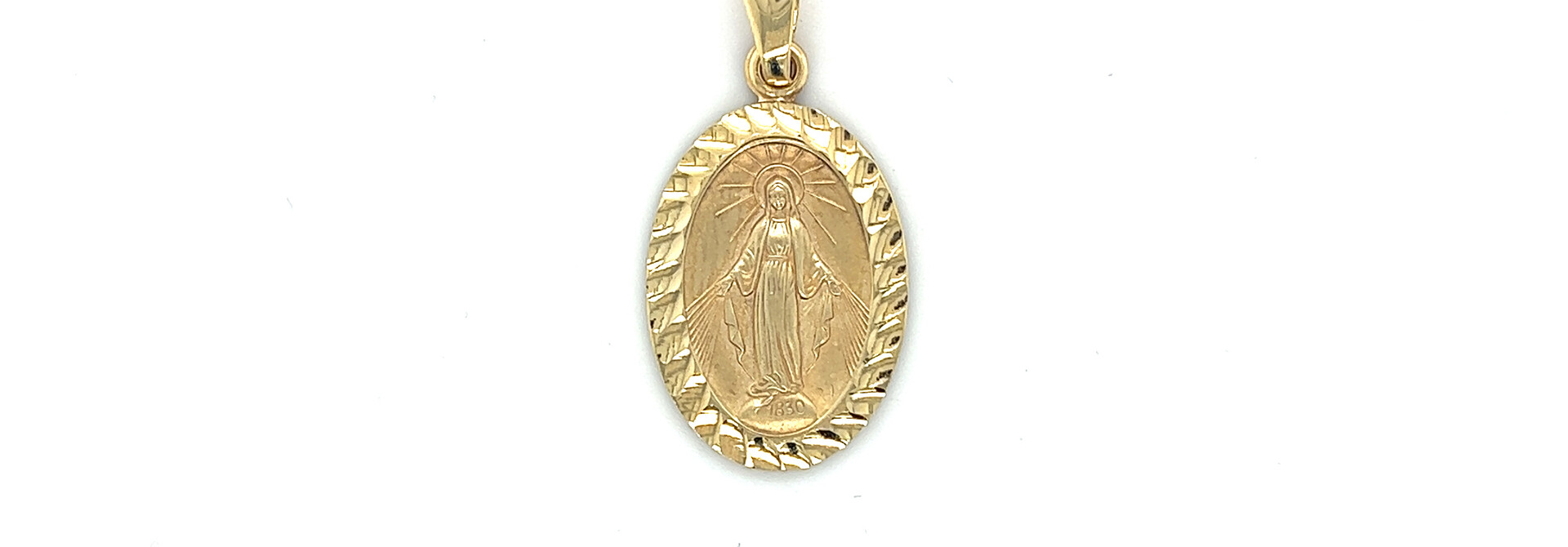 Hanger ovaal Maria afbeelding met rand diamond cut