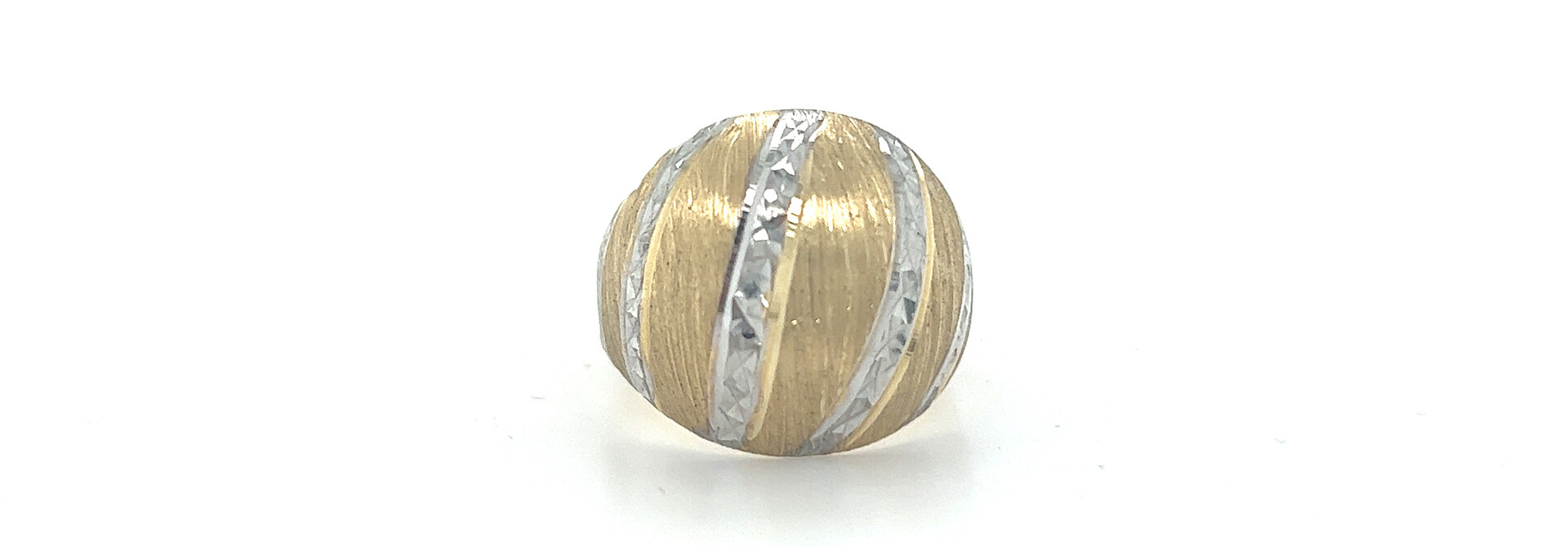Ring bolle scheen met matte afwerking en diamond cut bicolor