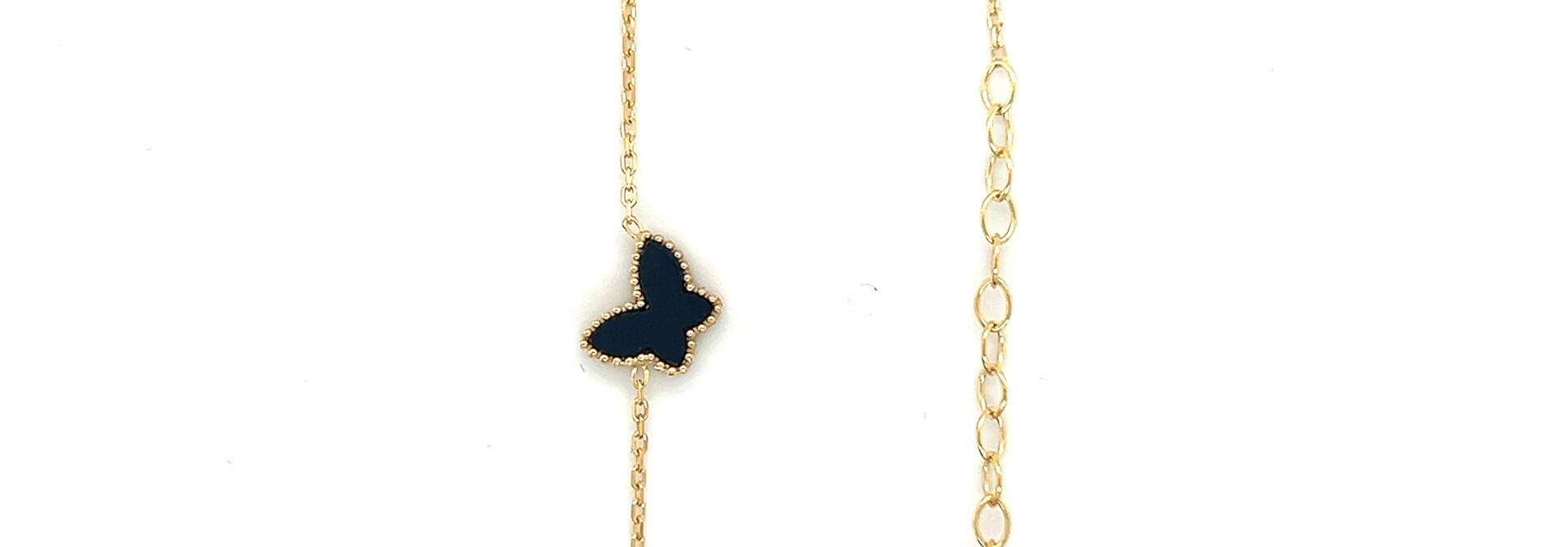 Ketting ankerschakel met vaste hanger gekleurde vlinder