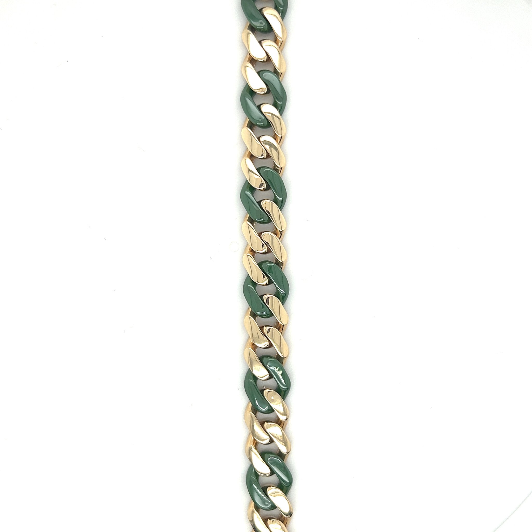 Armband Cubanlink met groene schakels keramiek en bakslot-1