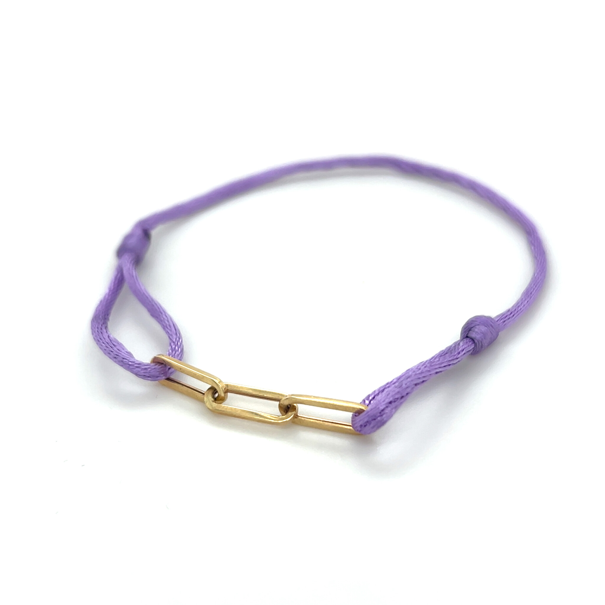 Armband paars koord met gouden closed forever schakels-2