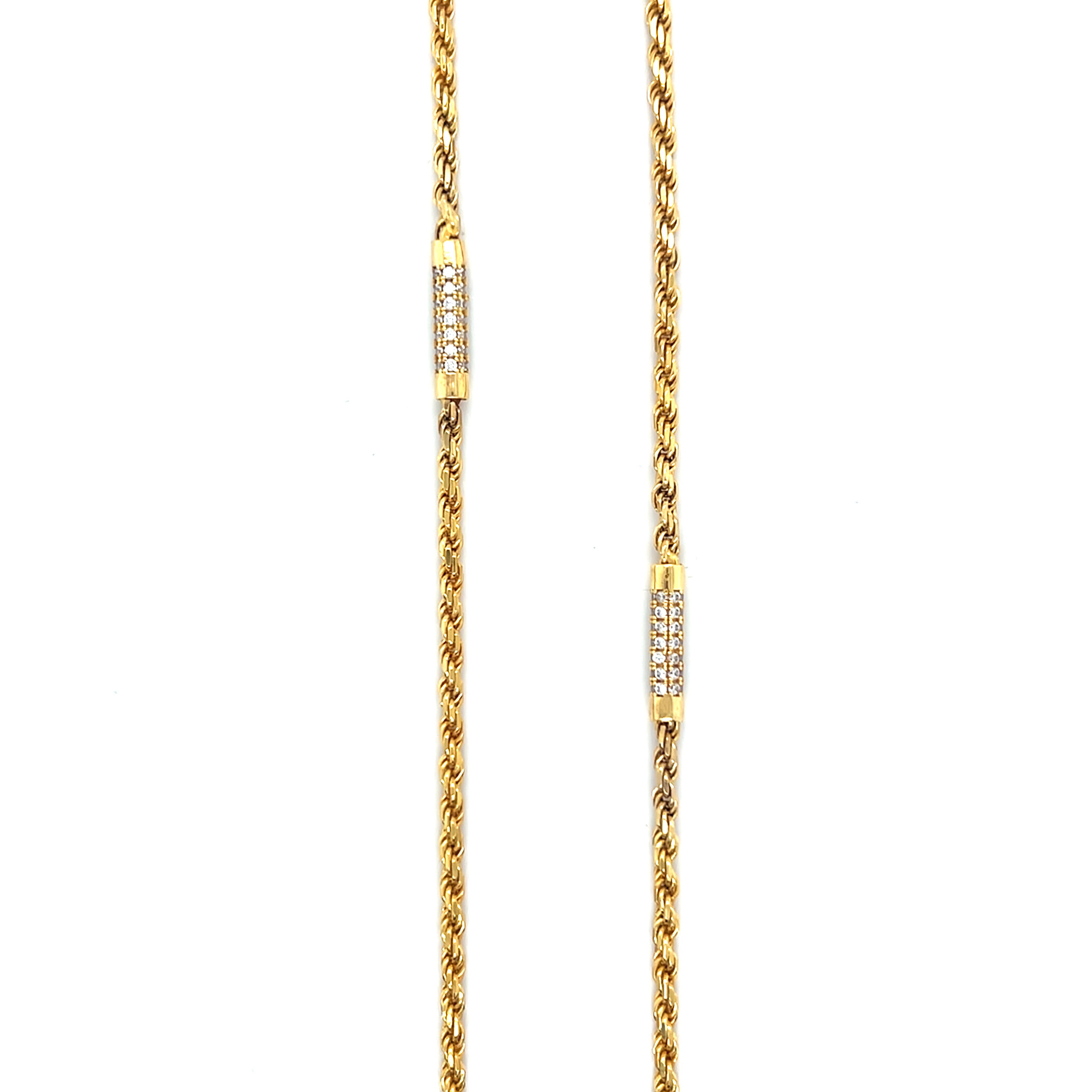 Ketting ropechain met kokertjes bezet met zirkonia's-1