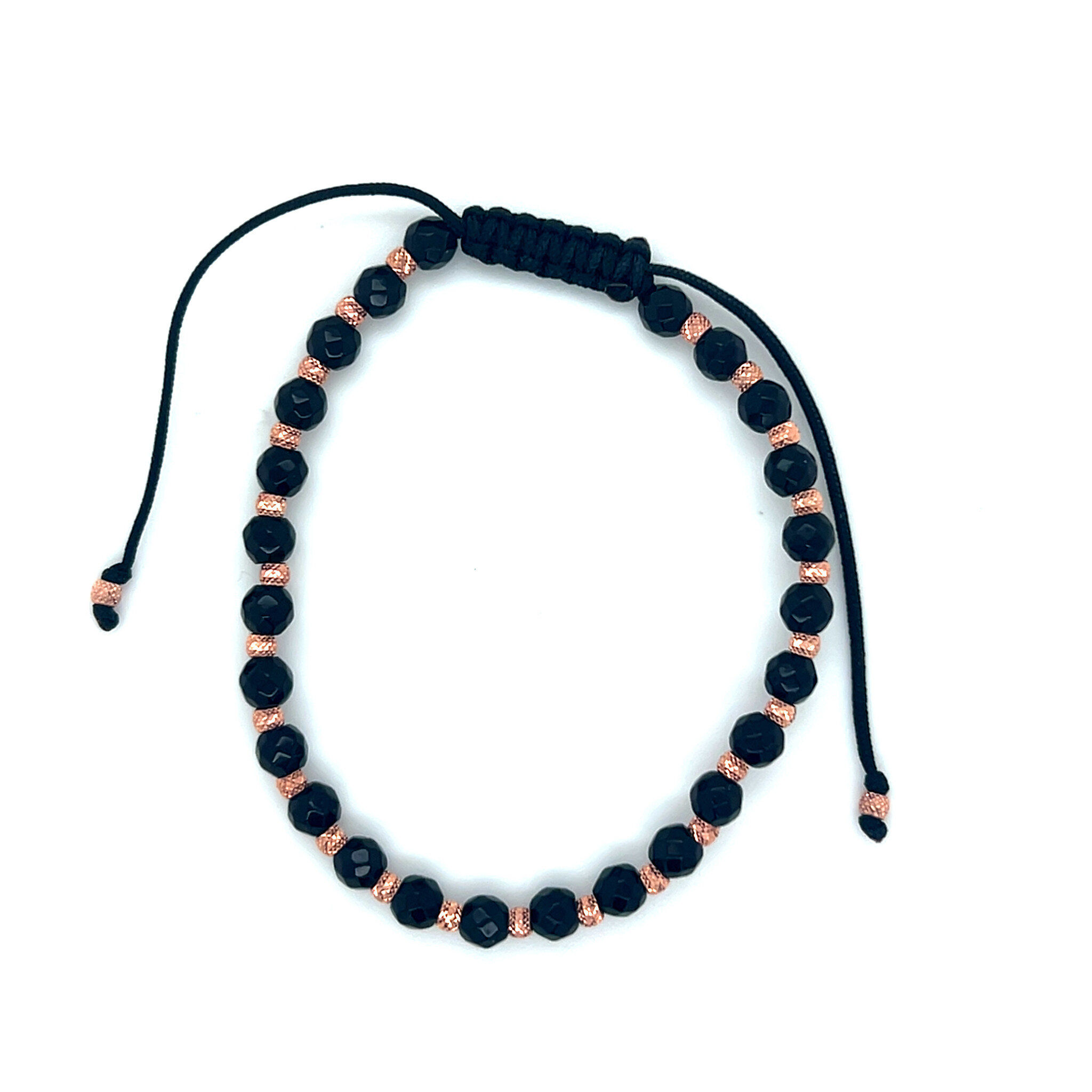 Armband blackline roségouden balletjes en glanzende zwarte kralen-3