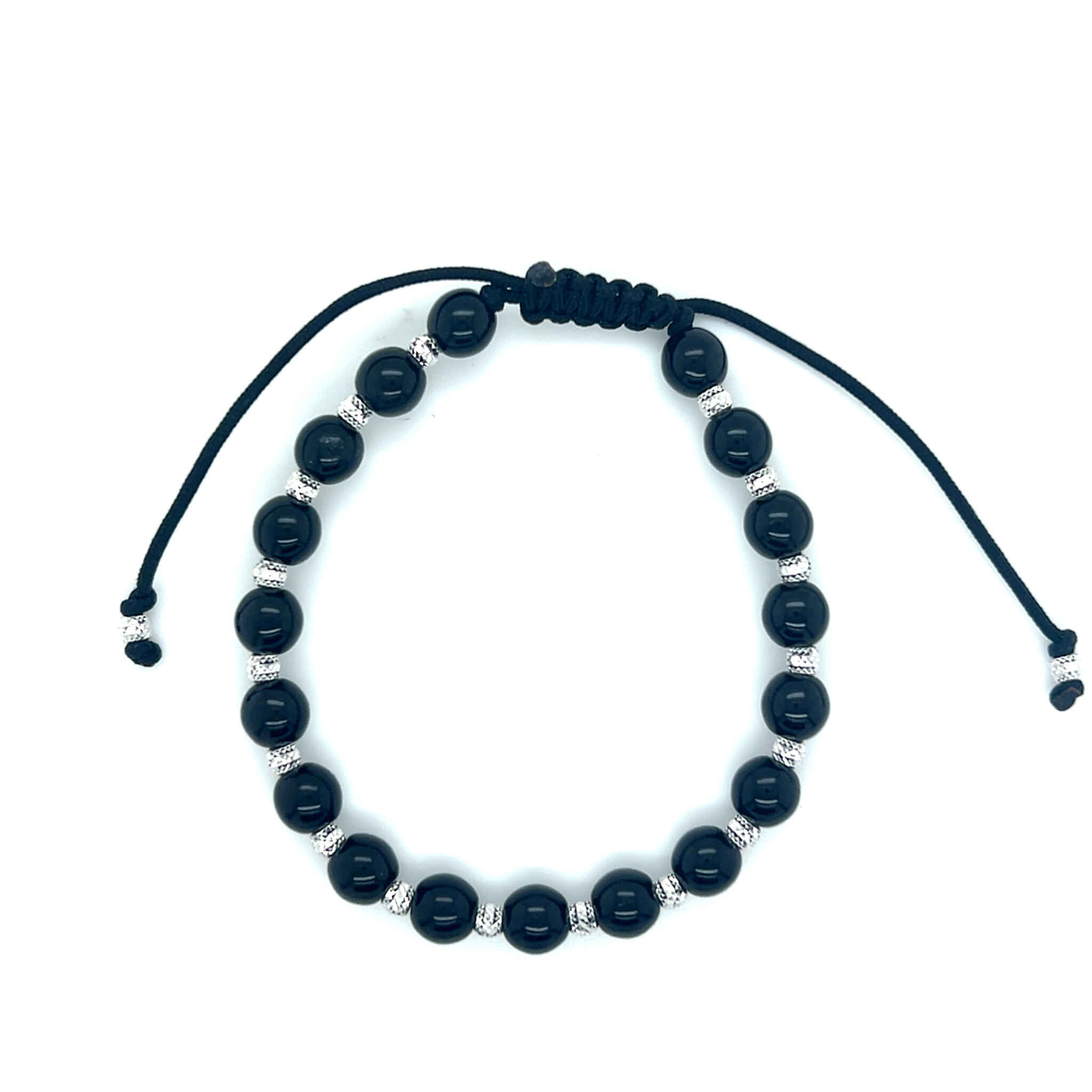 Armband blackline witgouden balletjes en glanzende zwarte kralen-1
