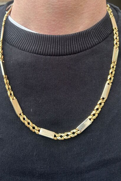 Fantasie schakel ketting 18 karaat