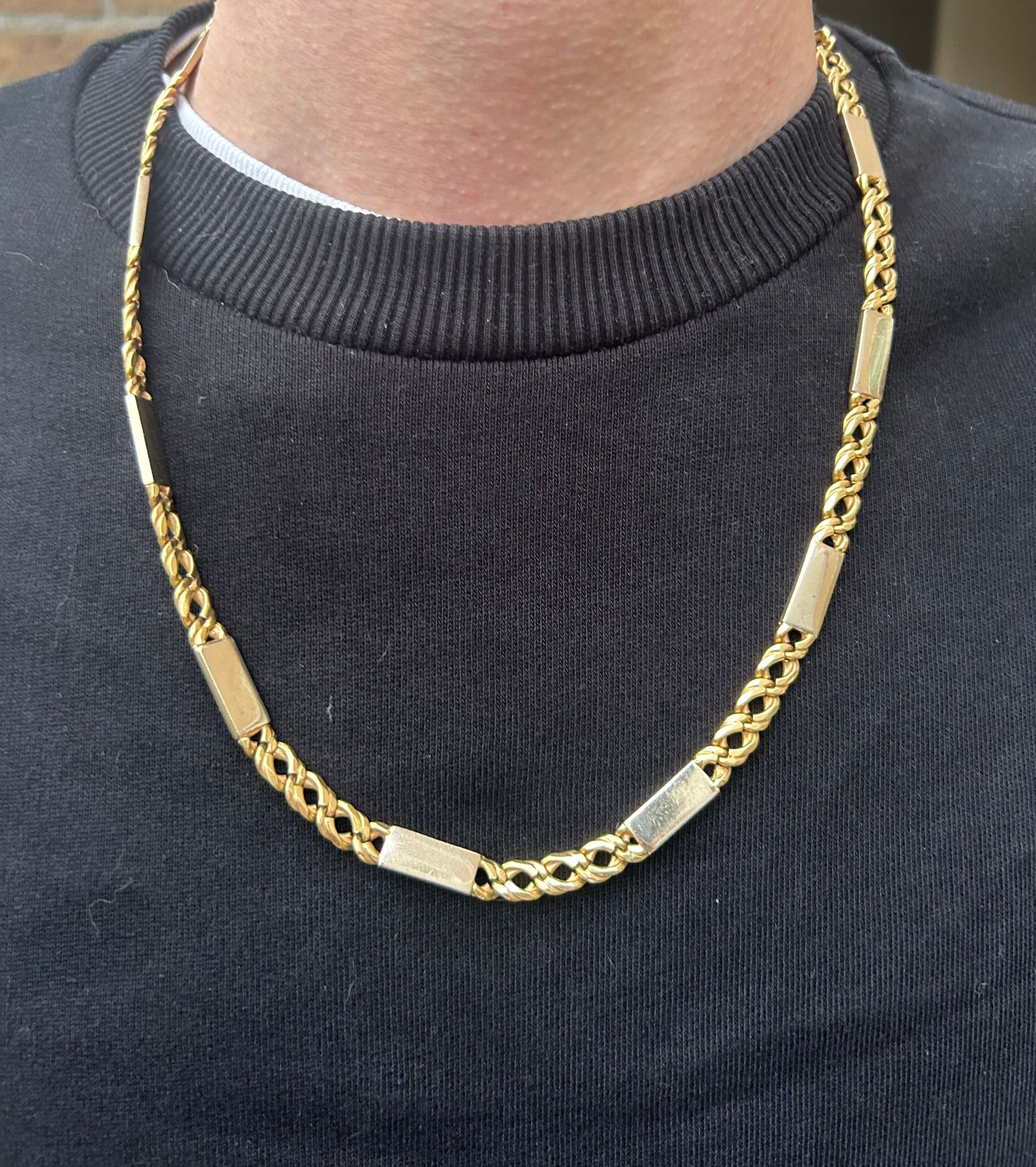Fantasie ketting bicolor 18kt 98 gram 62 cm-1