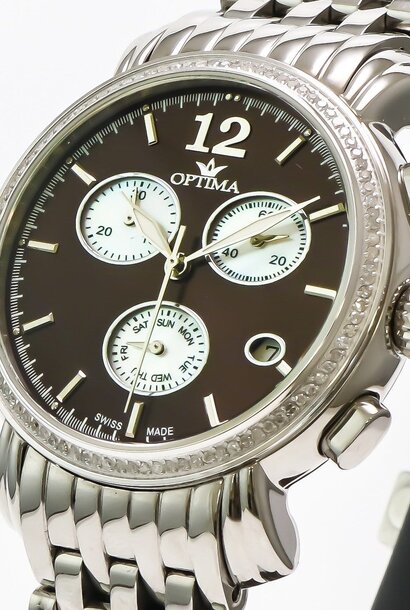 Horloge diamant Optima Swiss  Chronograph kwarts