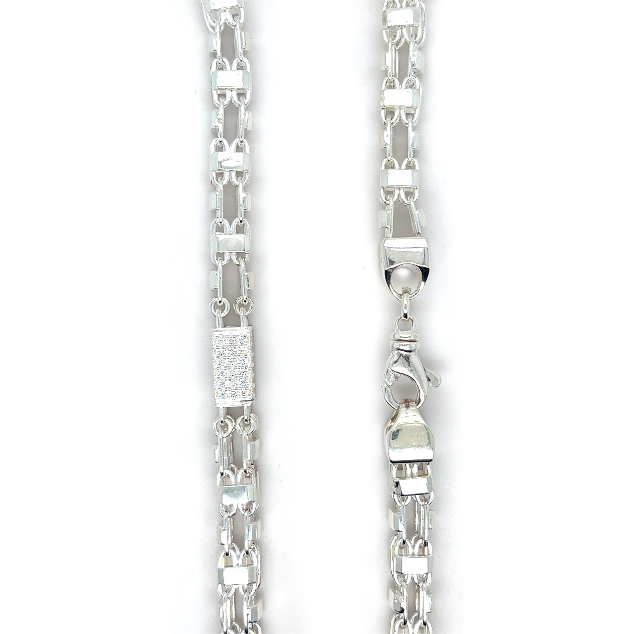 Ketting Magnum chain met balkjes bezet met zirkonia's-3