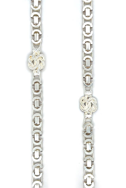 "Koning" ketting zilver fantasie plat 5-7 mm