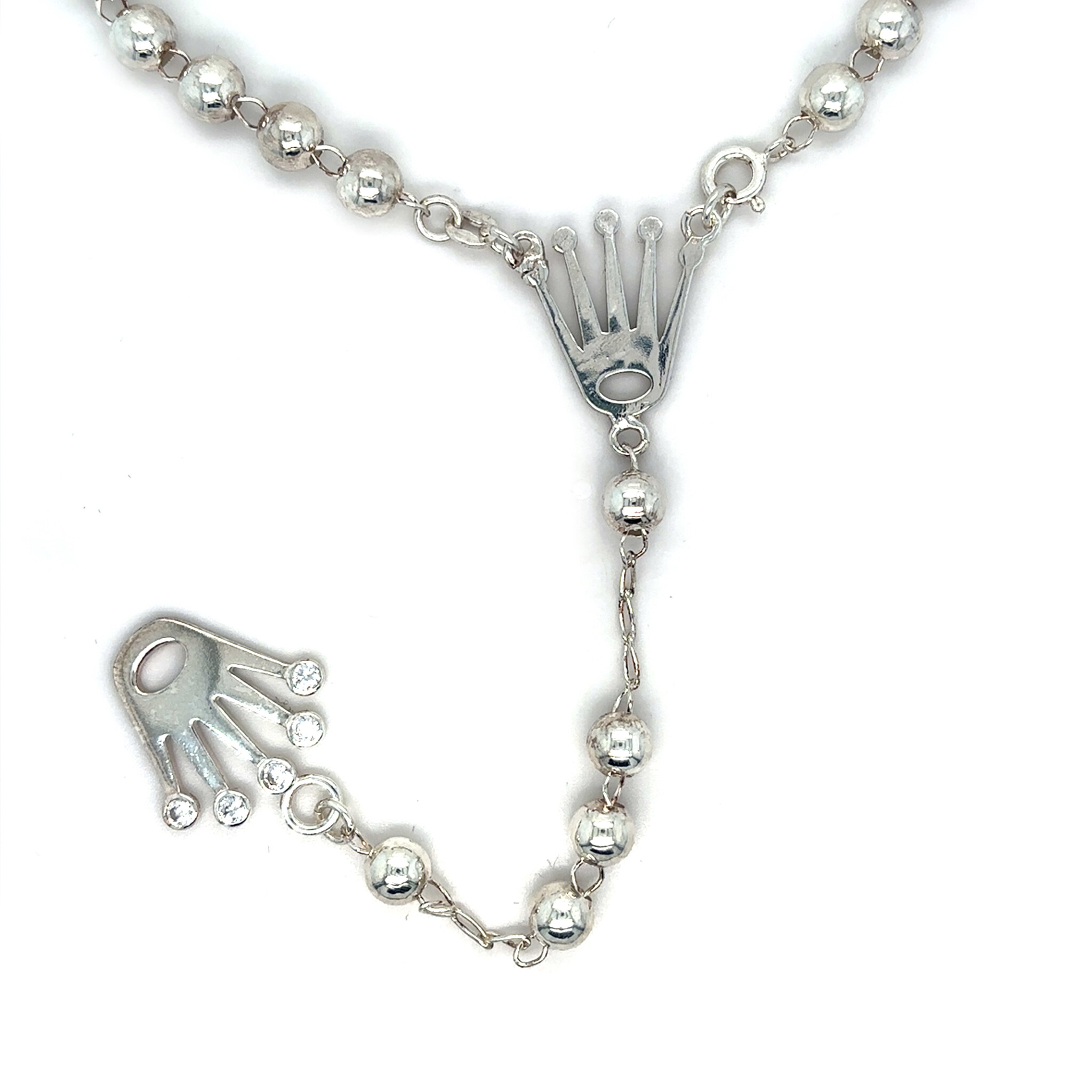 Ketting ballchain met kroontjes zilver-1