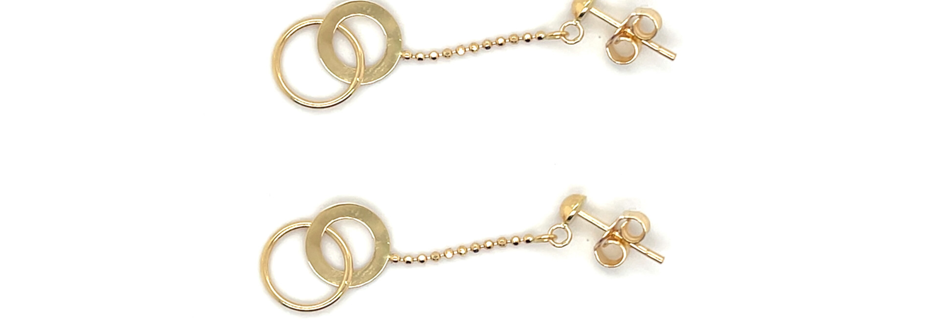Oorbellen balletjesschakel met vaste hanger 2 ringetjes