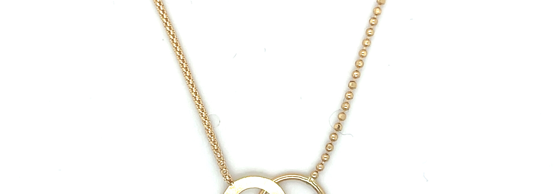 Ketting balletjes- en koordschakel met vaste hanger 2 ringetjes