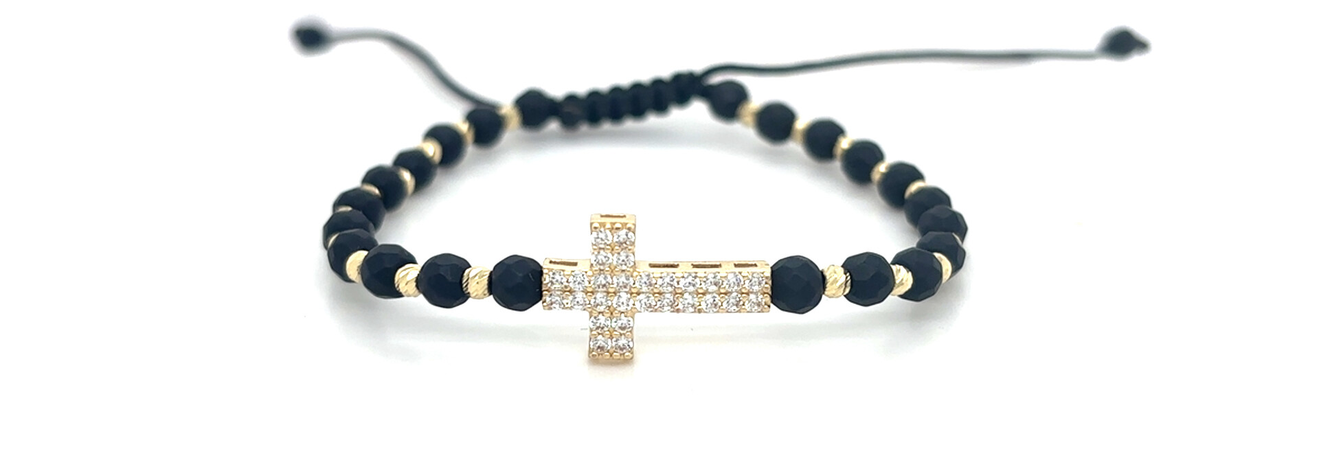 Armband blackline met kruisje bezet met zirkonia's