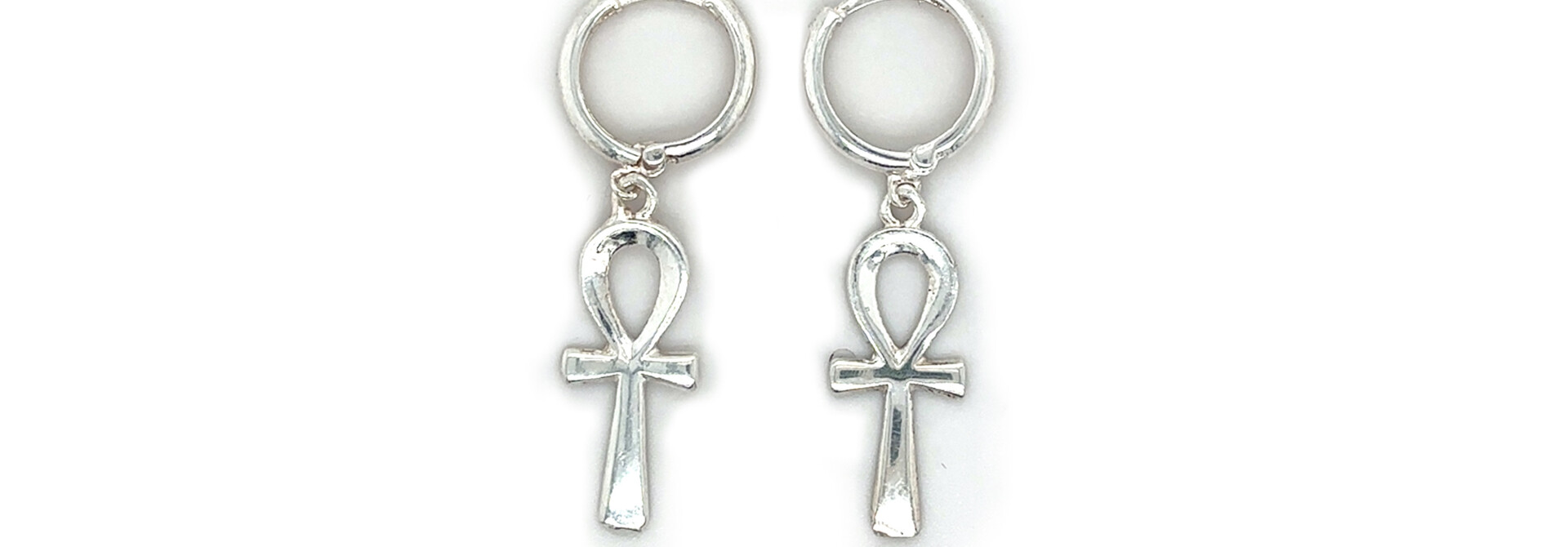 Oorbellen creolen met hangende ankh