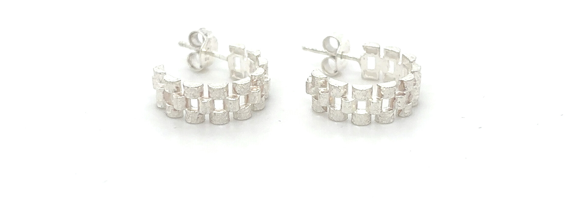 Oorbellen halve creool roleksschakel zilver