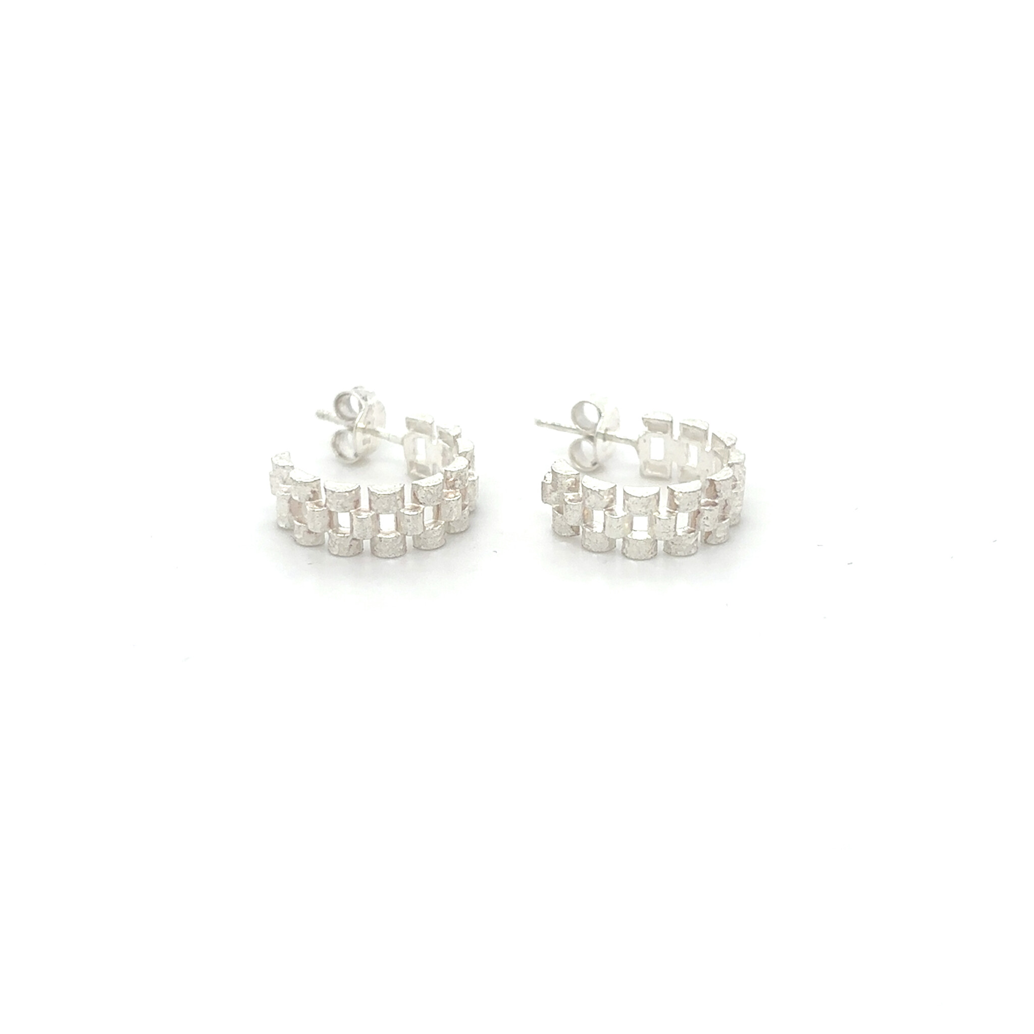 Oorbellen halve creool roleksschakel zilver-1