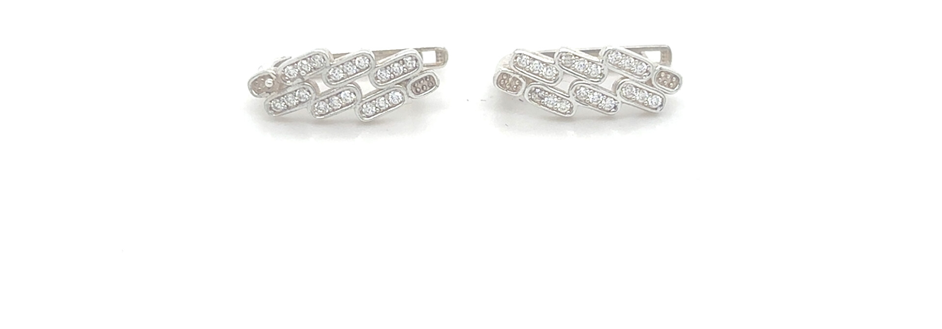 Oorbellen boogje Cuban link bezet met zirkonia's