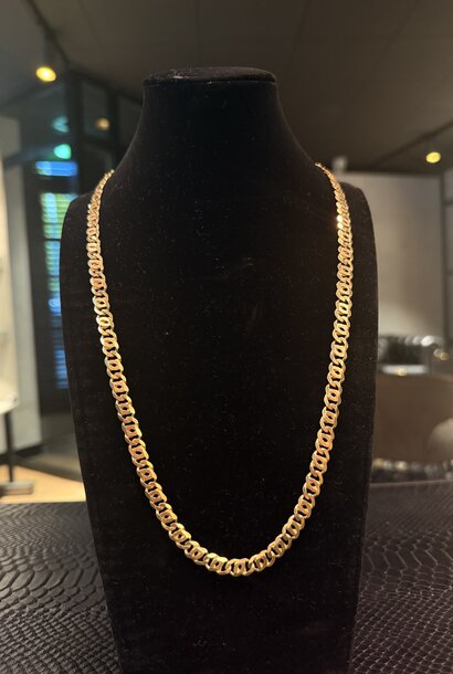 Ketting valk / mariner schakel massief14kt 6mm
