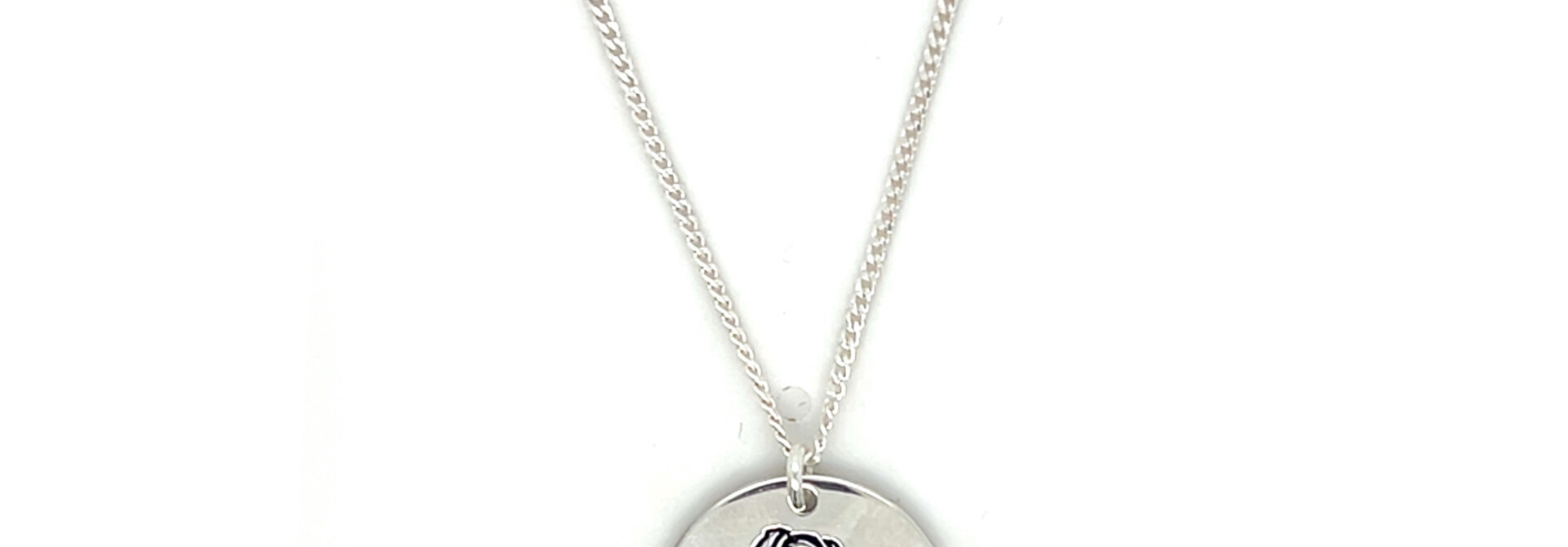 Ketting subtiele Cuban chain met graveerbaar plaatje met roos