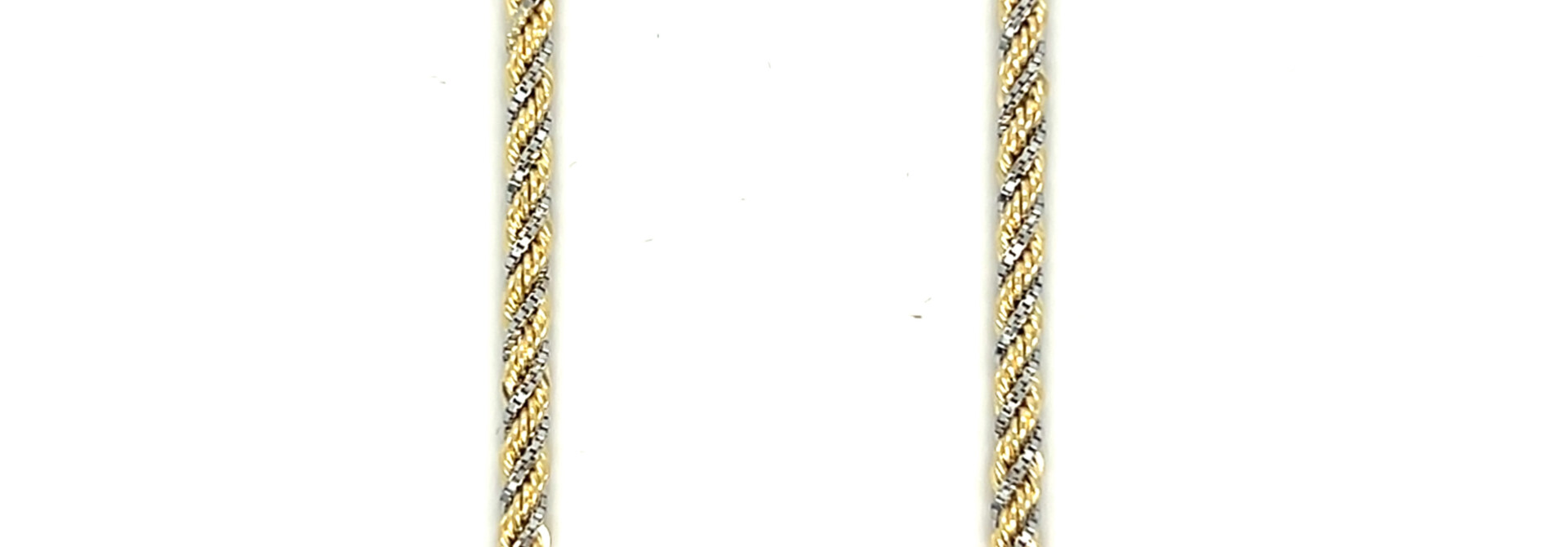 Ketting combinatie rope chain met witgouden blockchain