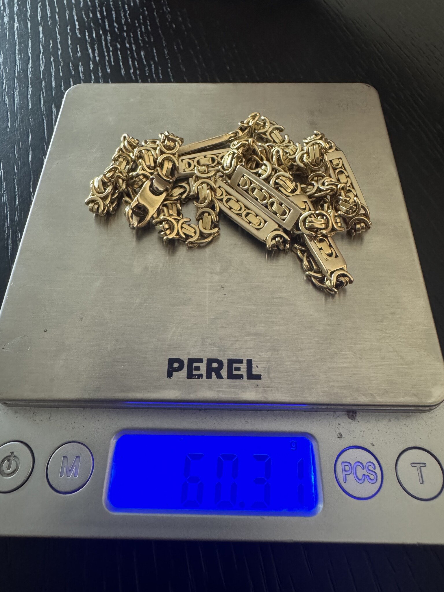 Ketting platte koningsschakel massief 14kt - 6 mm-4