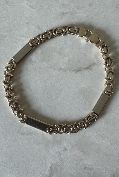 Bicolor platte koning armband massief 6 mm