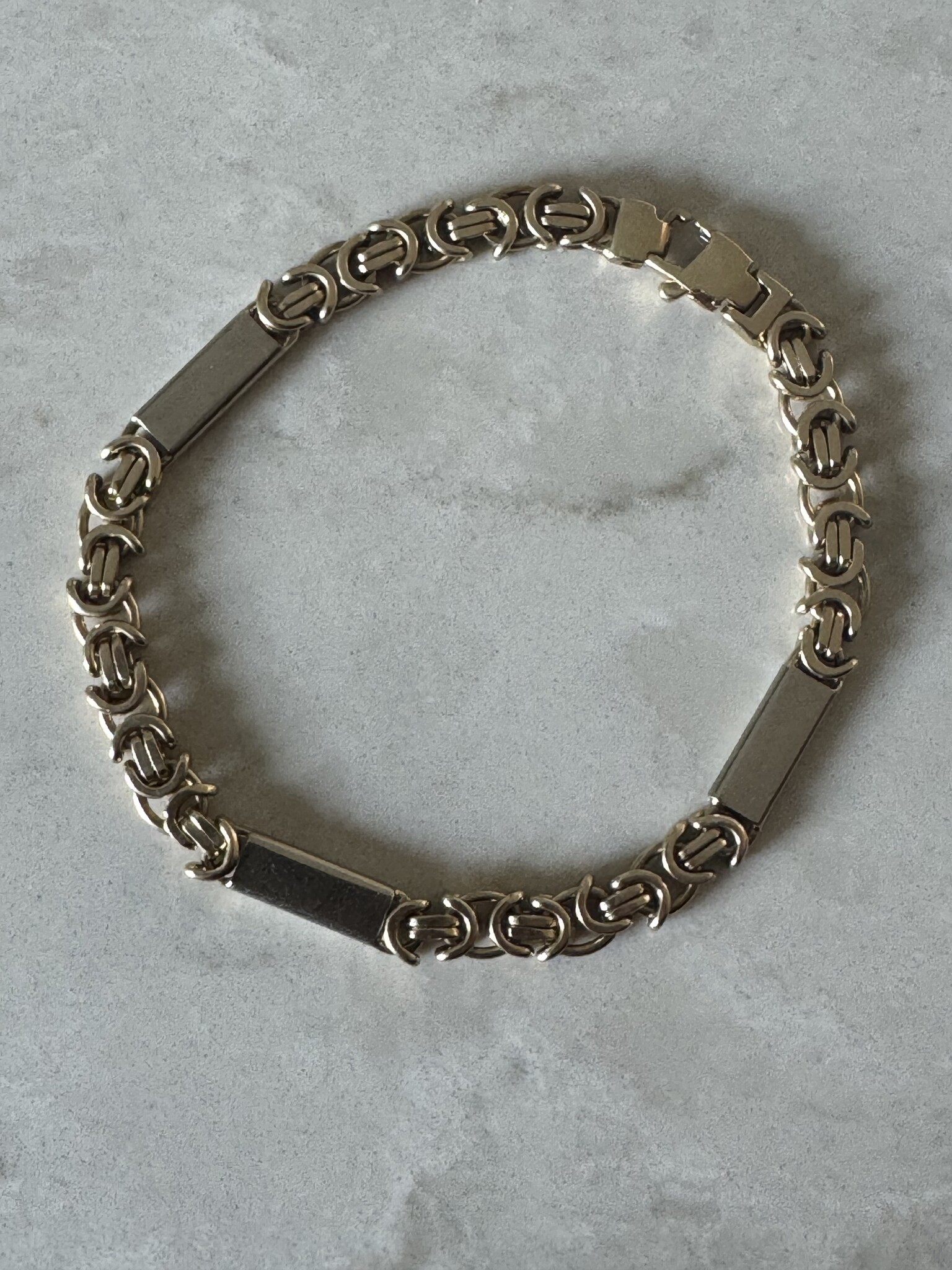 Bicolor platte koning armband massief 14 K - 6 mm-1