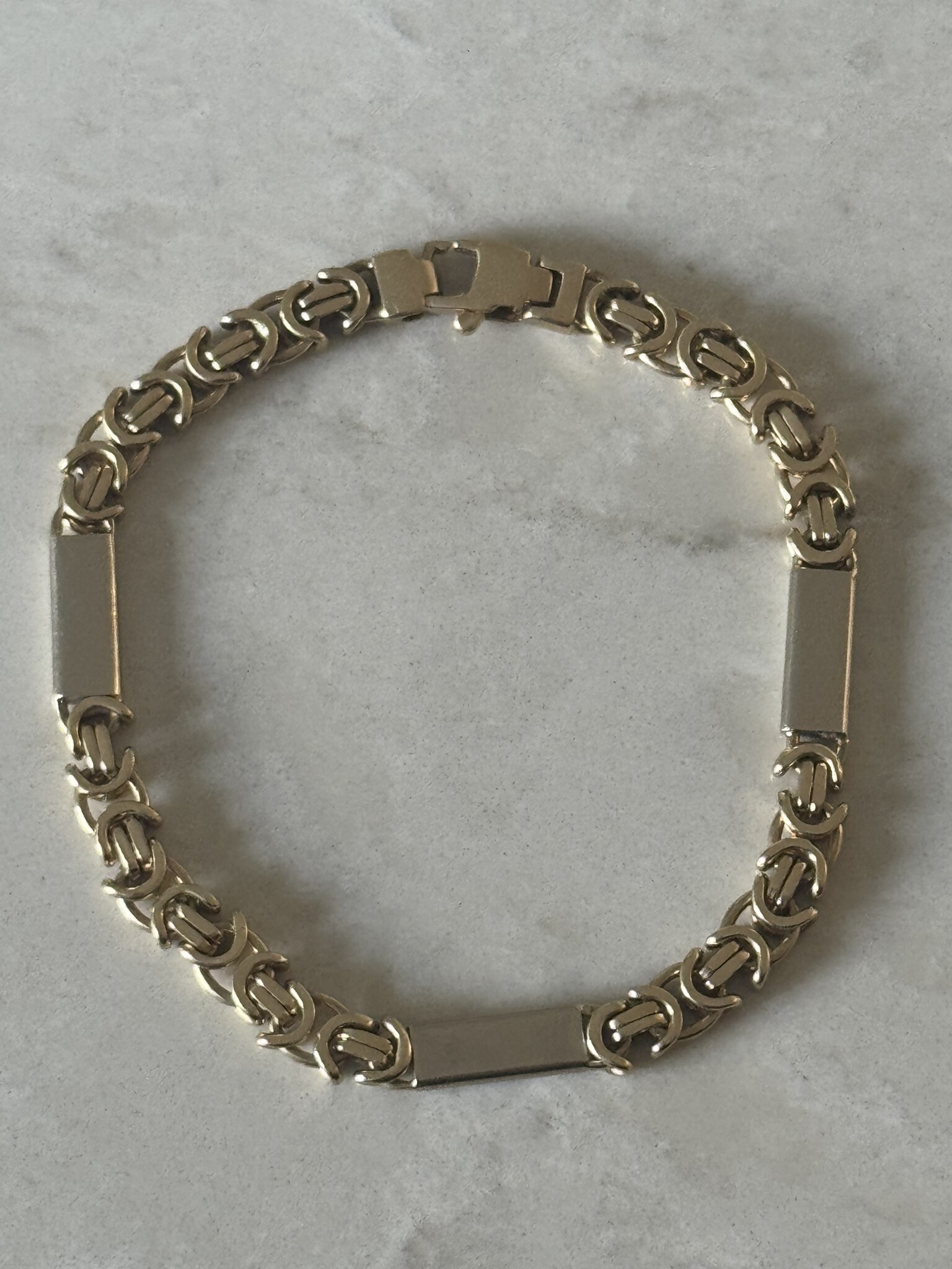 Bicolor platte koning armband massief 14 K - 6 mm-2