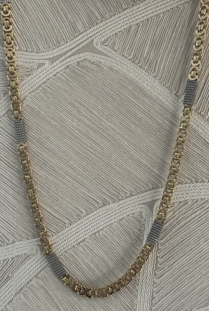 Ketting platte koningsschakel 14kt 7 mm