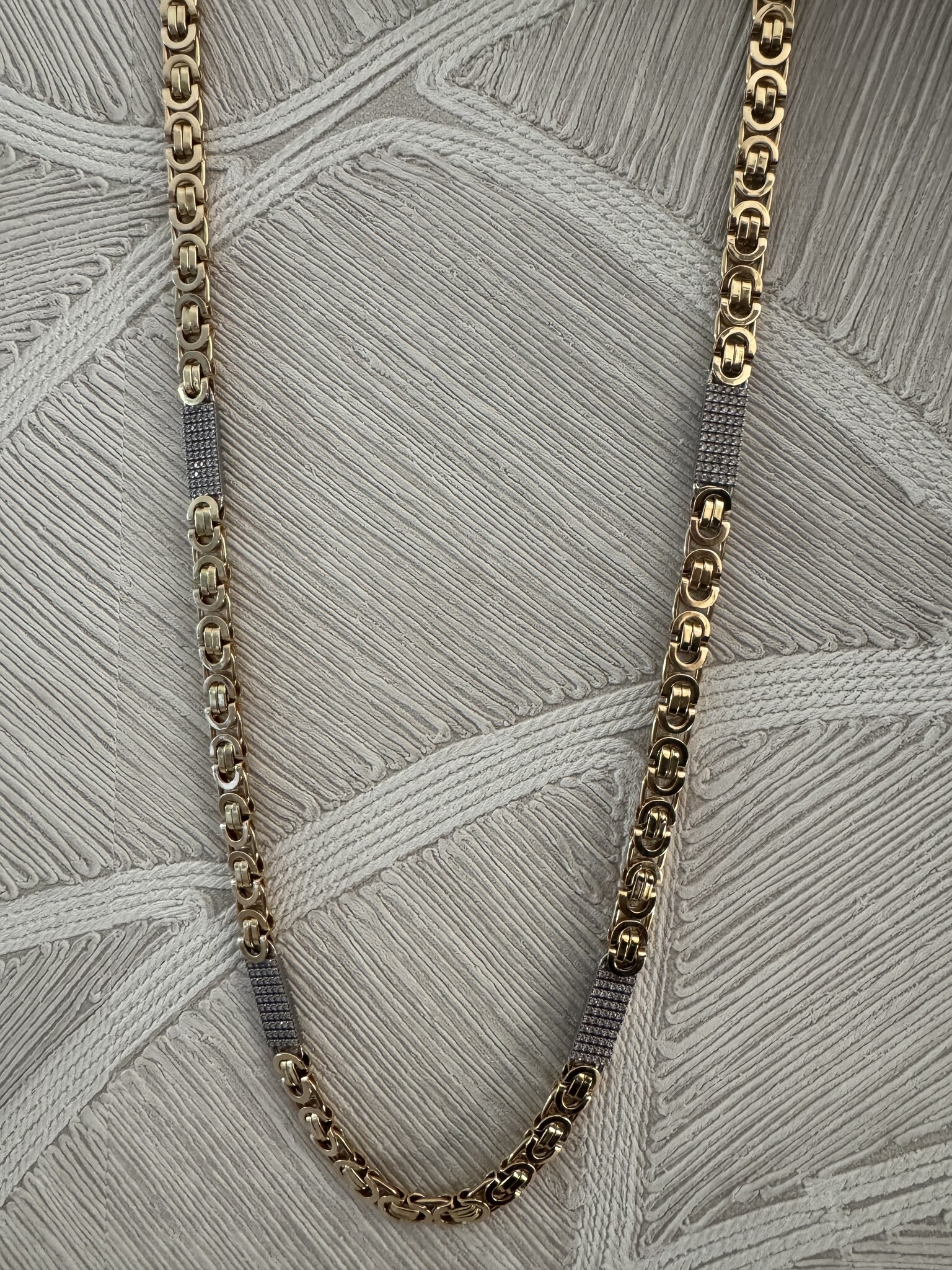 Ketting platte koningsschakel + tussenstuk met zirkonia massief 14kt - 7 mm-4