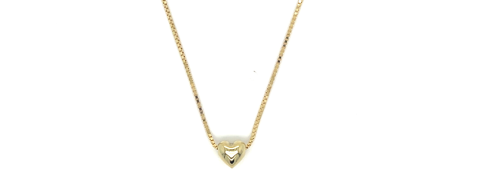 Ketting subtiele chain met vaste hanger hartje kinder