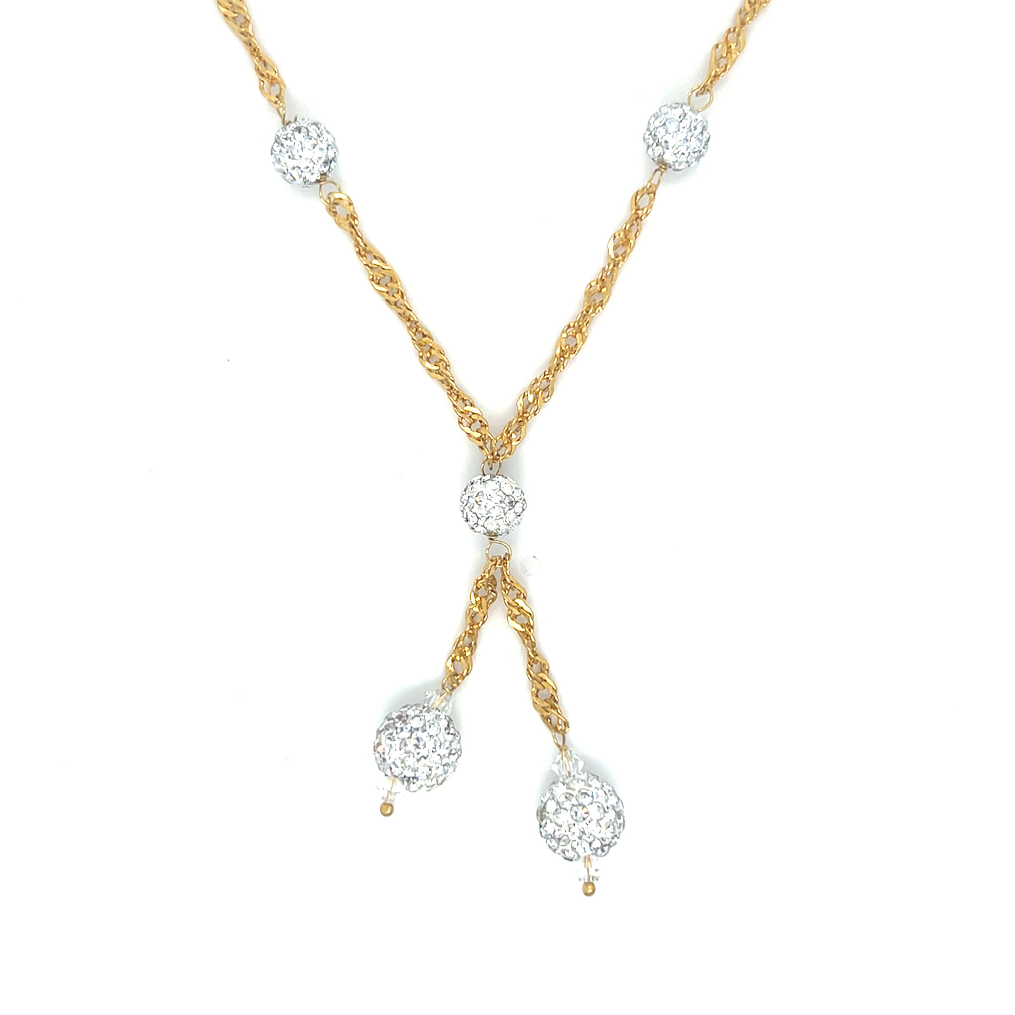 Ketting met zirkonia balletjes-1