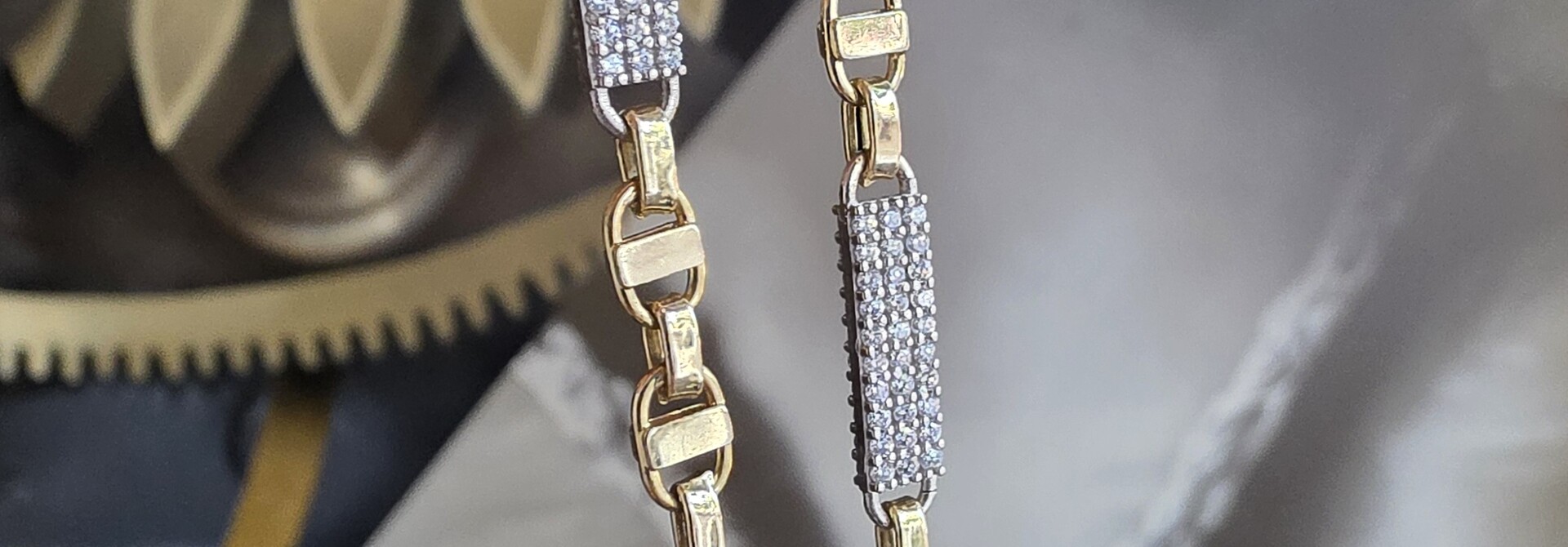 Ketting Kingsley schakel met zirkonia stenen
