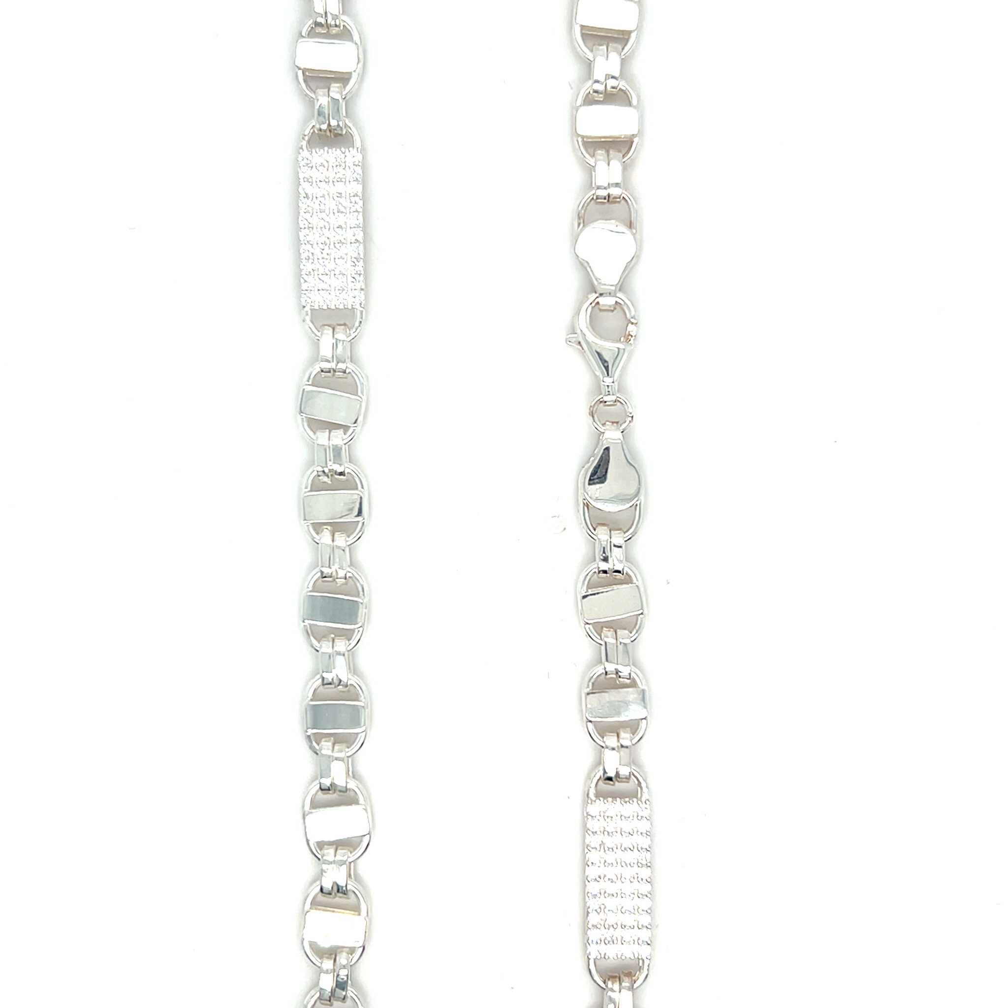 Ketting Kingsleyschakel bezet met zirkonia's zilver-2