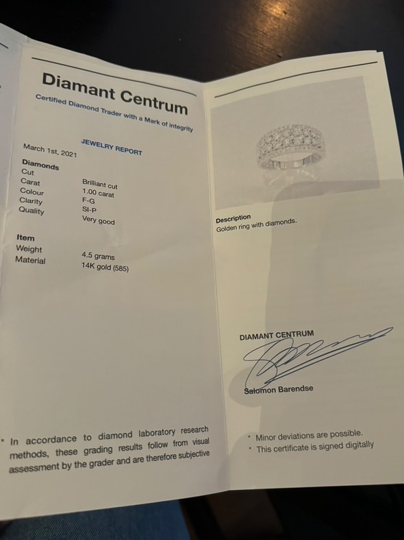 Ring diamant 1.00 ct 14kt breed witgoud-4