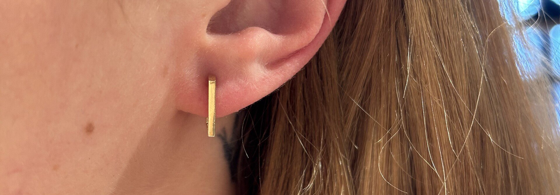 Oorbellen hoekig bewerkt en glad met blinde sluiting