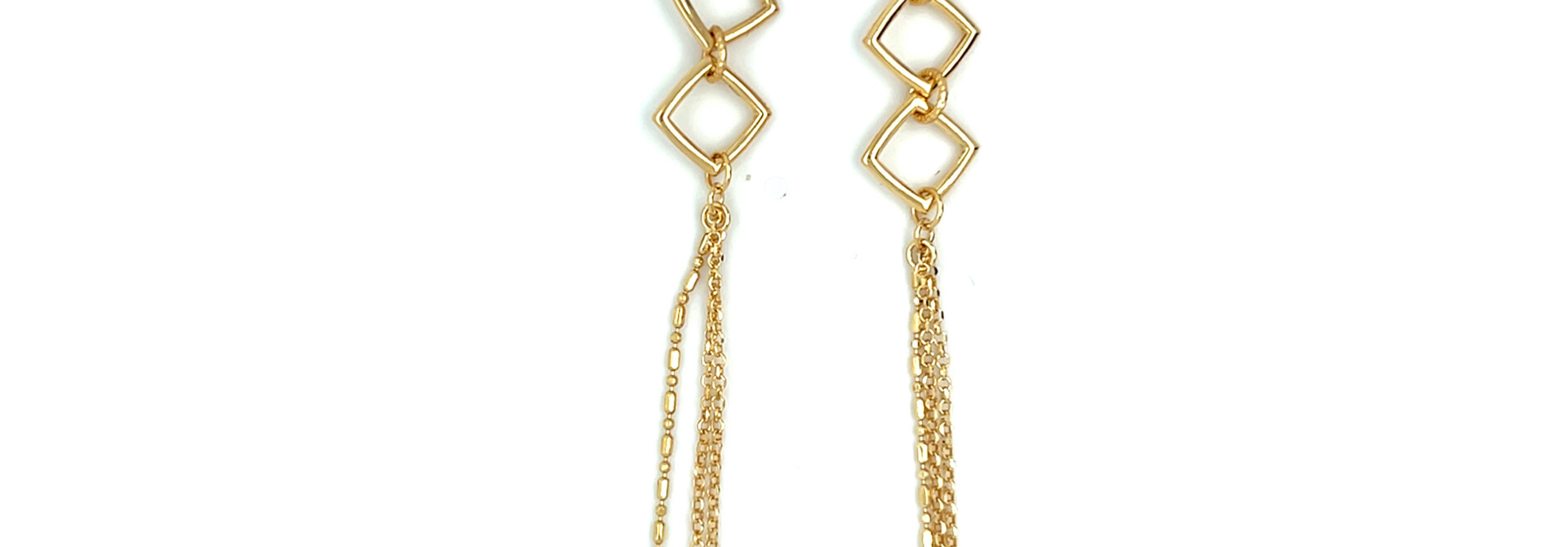 Oorbellen stekers met geometrisch design en kettingdetails