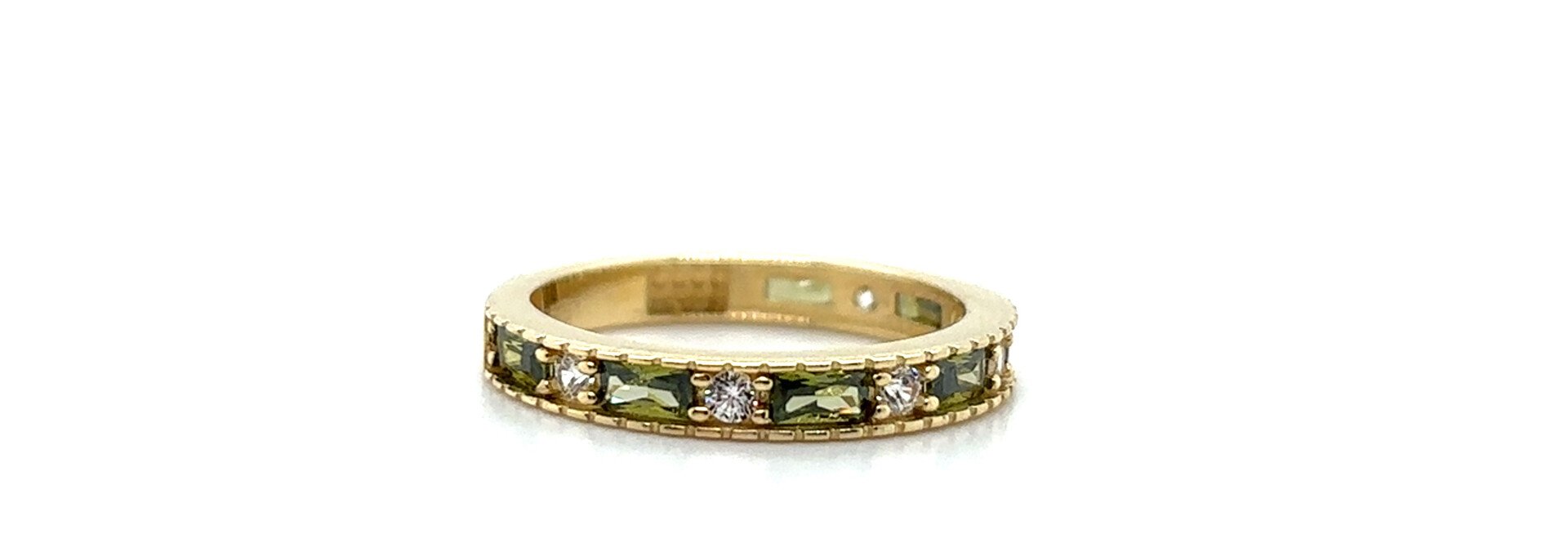 Ring met baguette vormige stenen om en om