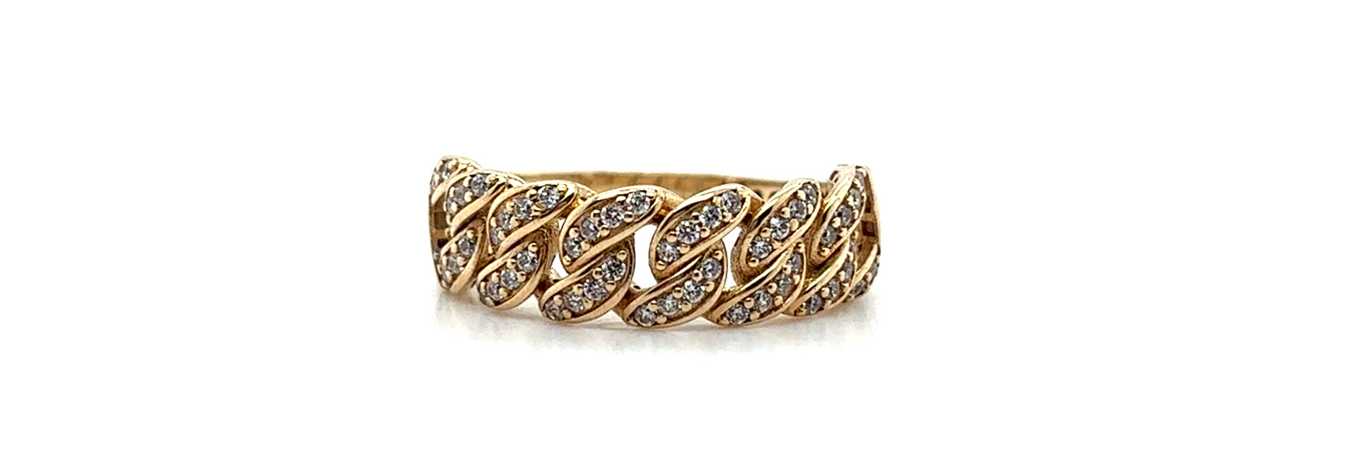 Ring halve cuban link met zirkonia