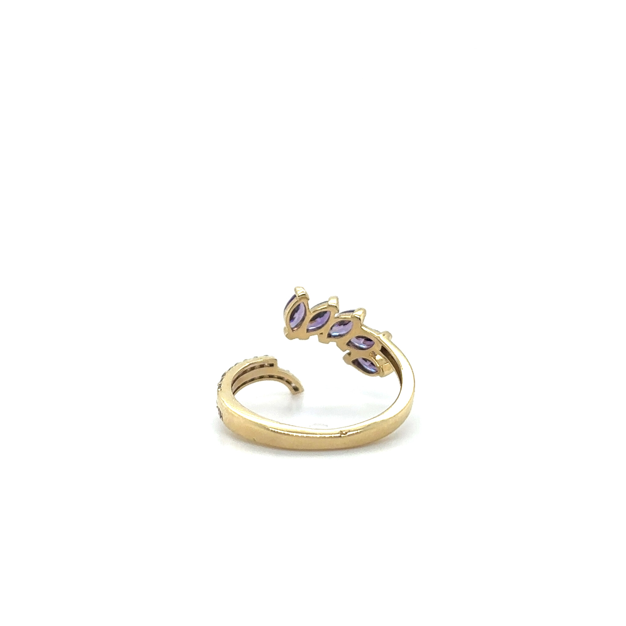 Ring open met marquise stenen in abstracte vorm met zirkonia-3